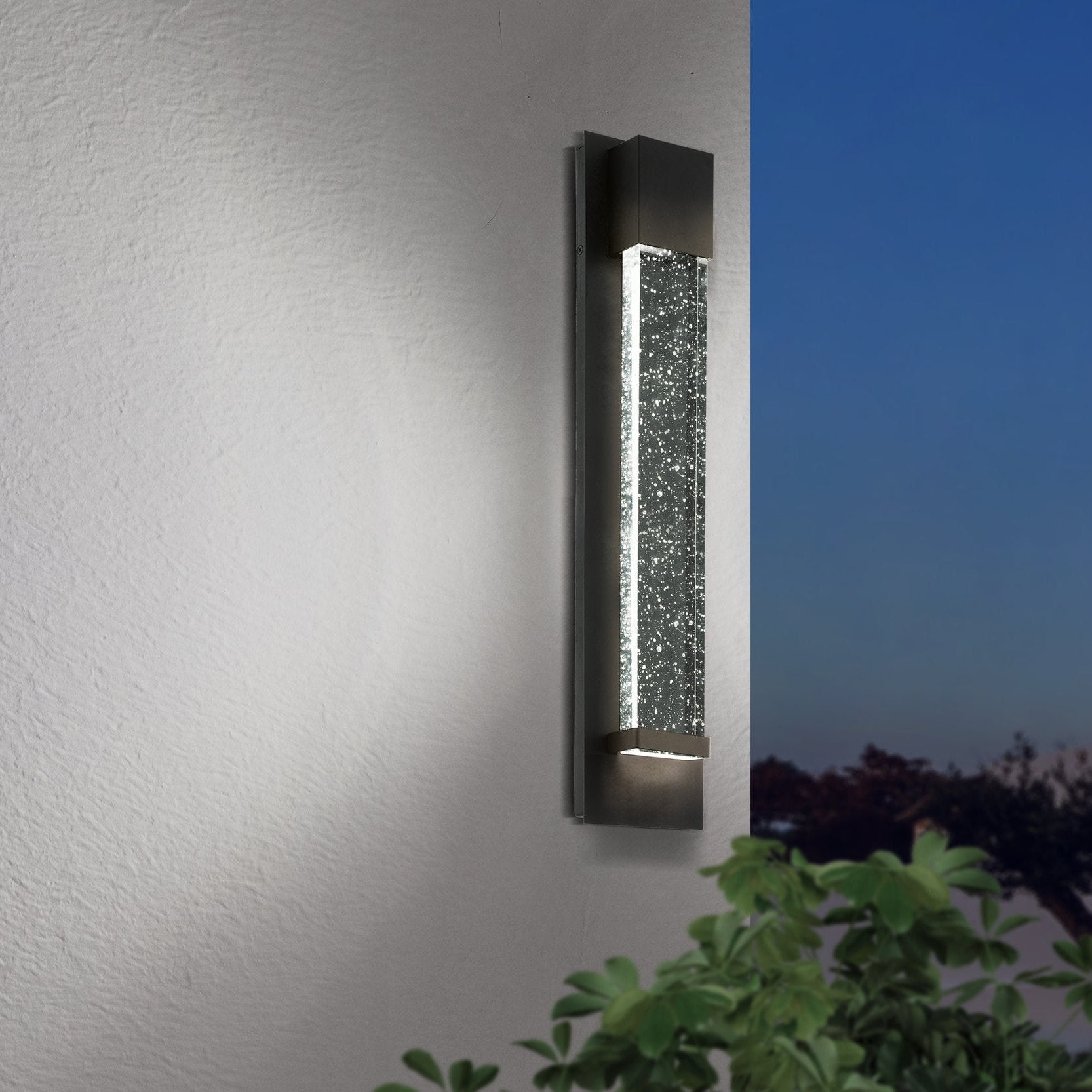 eglo villagrazia ip44 black glass outdoor led wall light