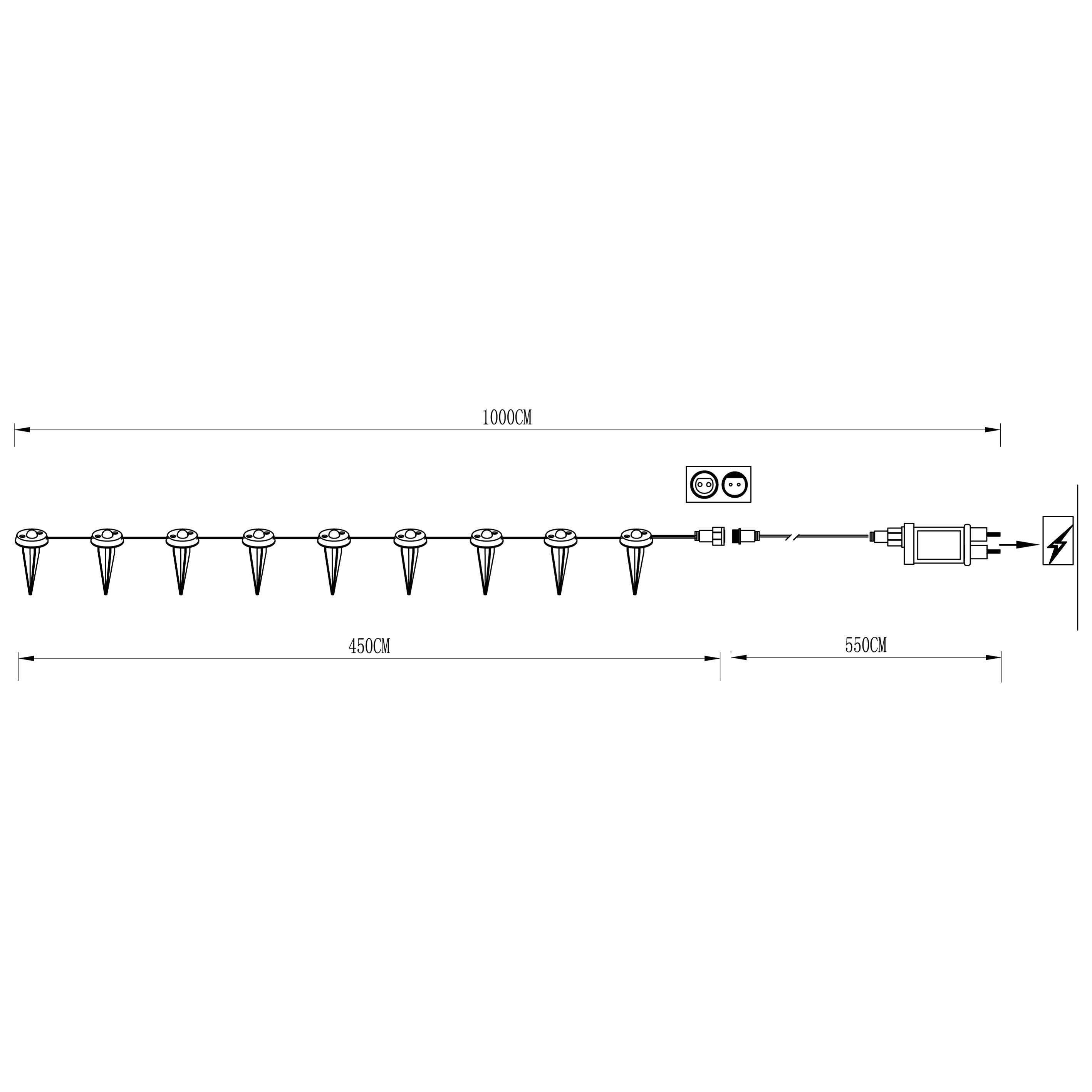 eglo spinetoli set 9 connected led ip65 ground spike lights Hallway Lighting Close up