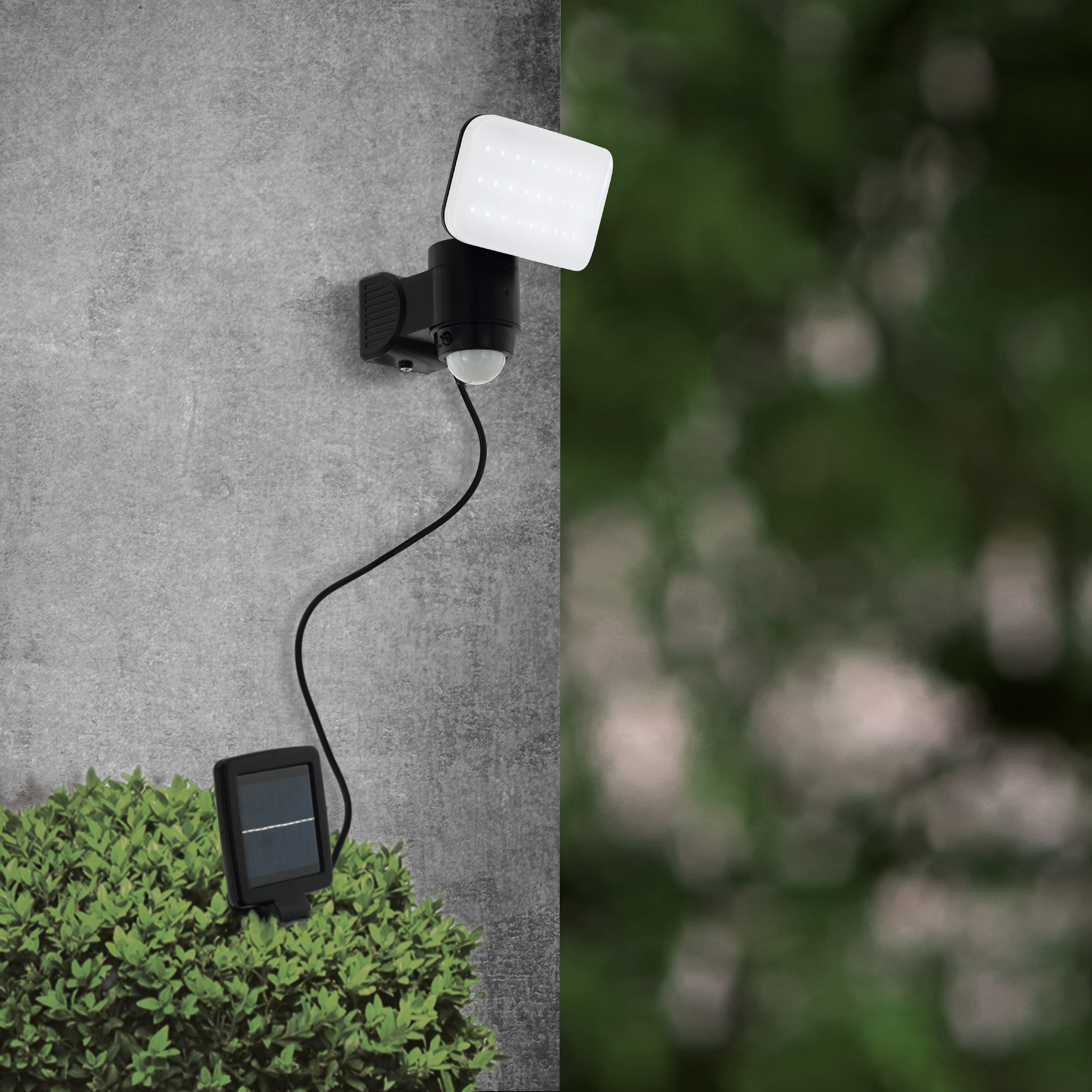 eglo casabas black pir solar led wall light ip44