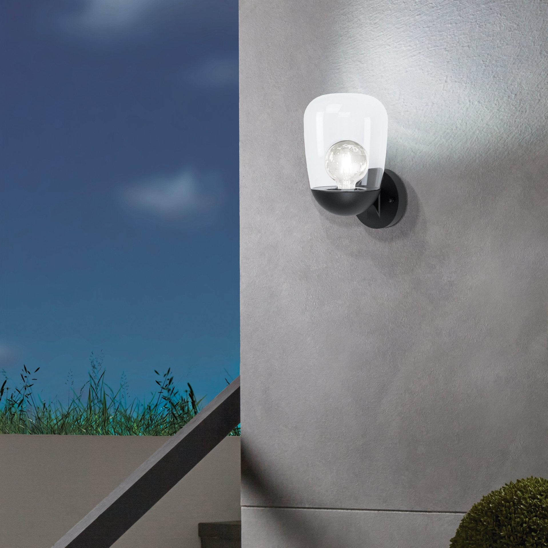 eglo donatori black clear glass outdoor wall light ip44 living room image