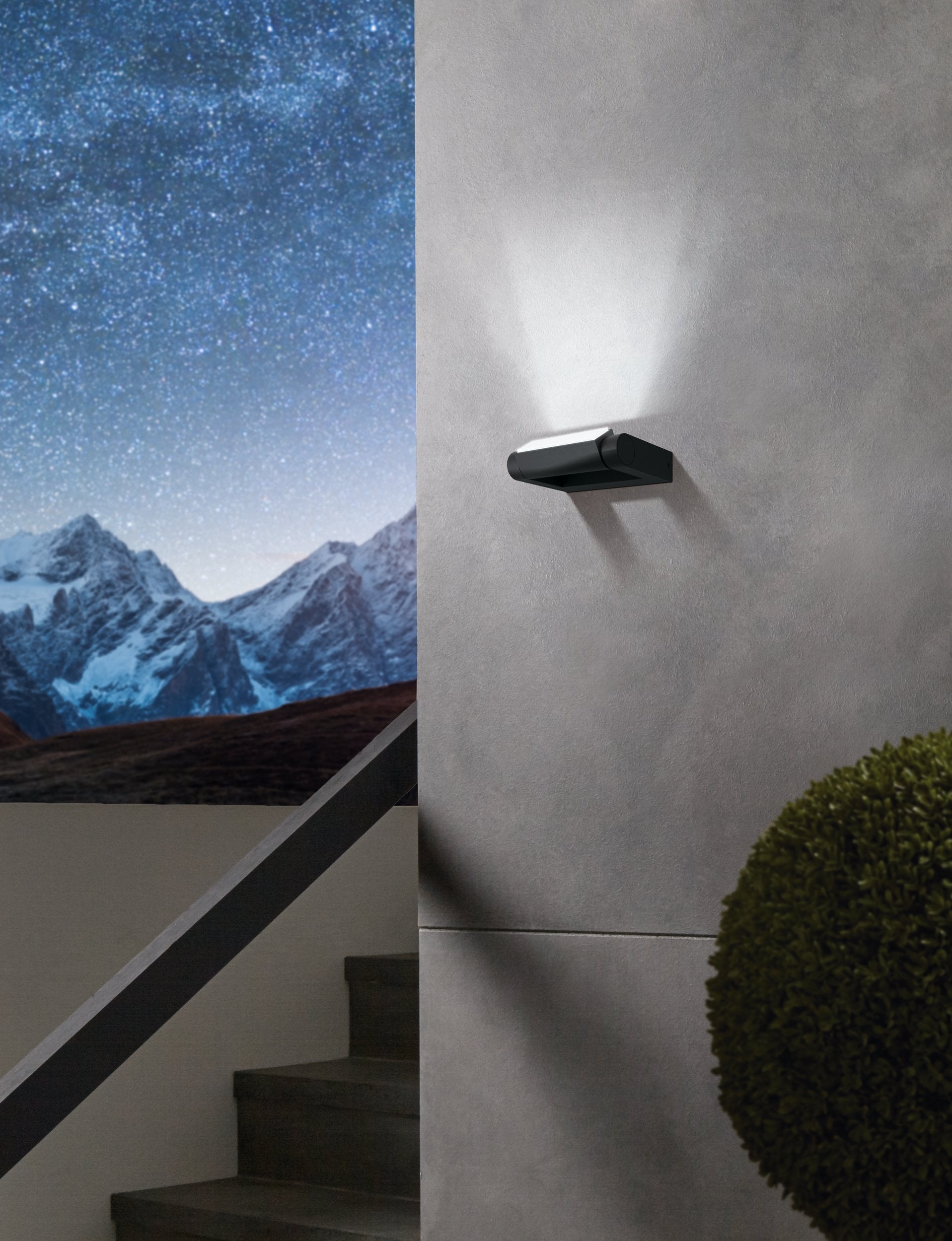 eglo brianza black led outdoor wall light ip44 bedroom lighting close up