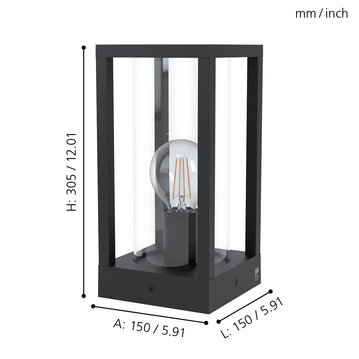 eglo cascinetta ip54 black medal pedestal light Kitchen Lighting Close Up
