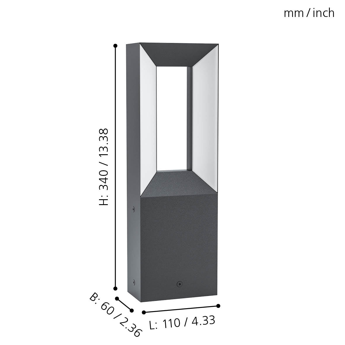 eglo riforano ip54 black led pedestal light living room close up