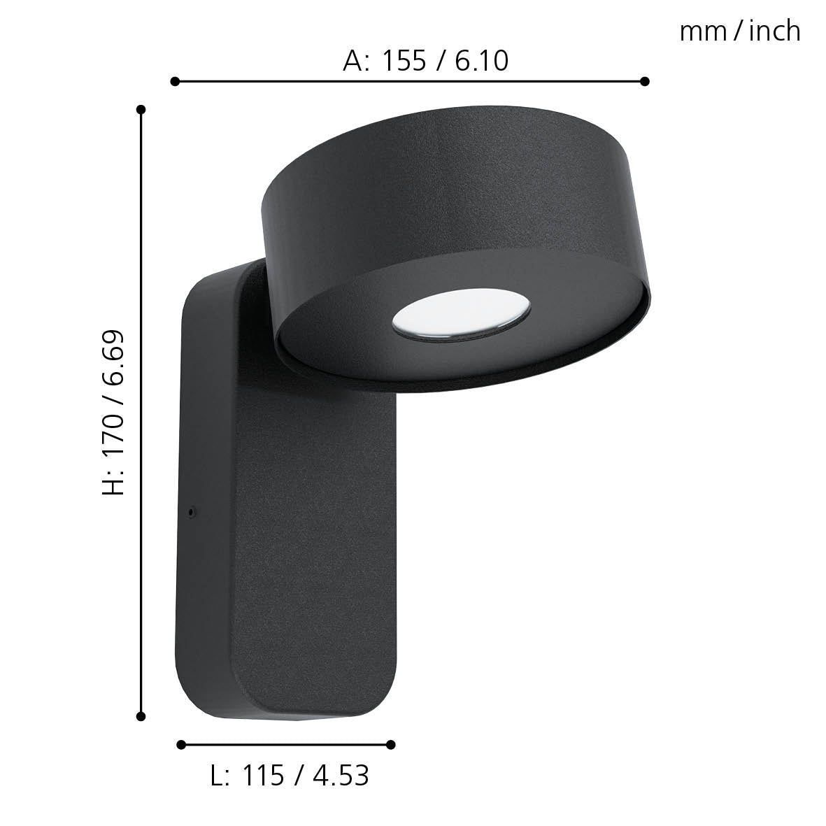 eglo palosco black led outdoor wall light ip44 kitchen lighting 