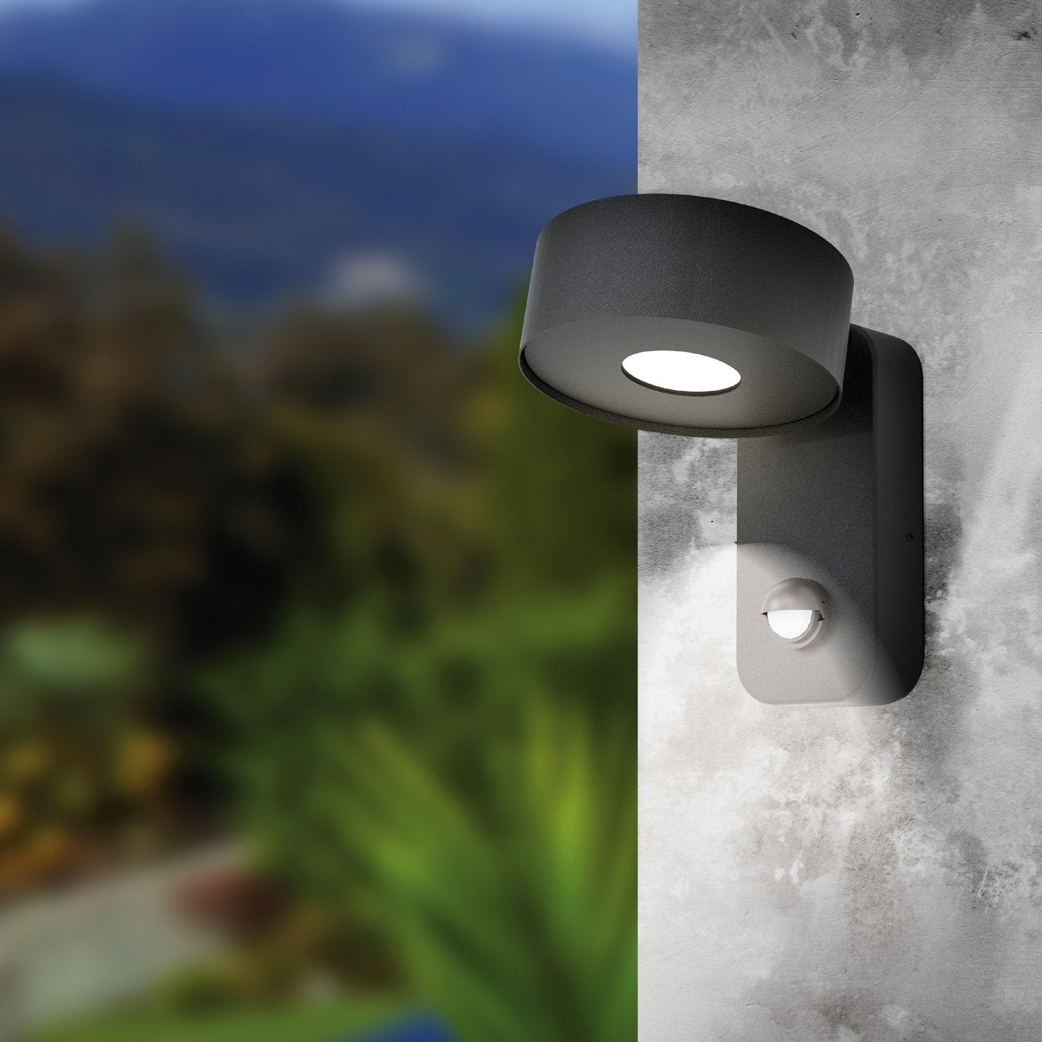 eglo palosco black led outdoor pir wall light ip45