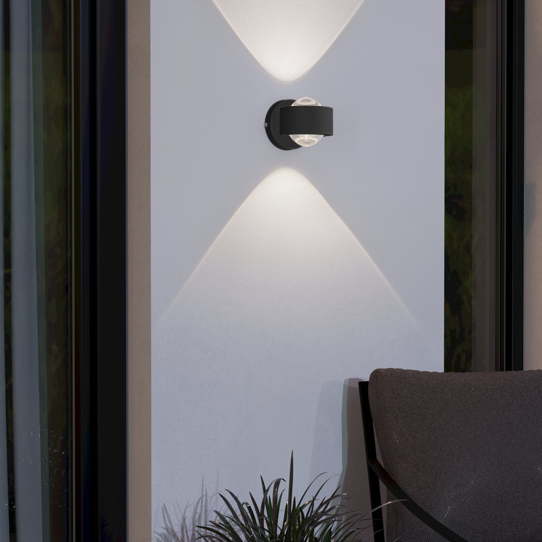 eglo treviolo black up down led outdoor wall light ip44