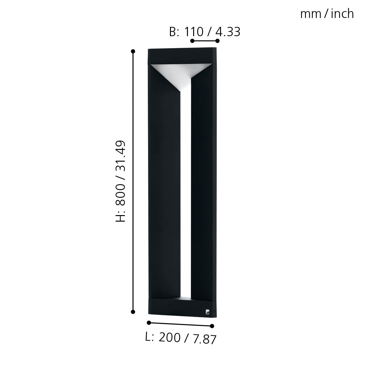eglo nembro ip54 black linear led bollard pathway light kitchen lighting 