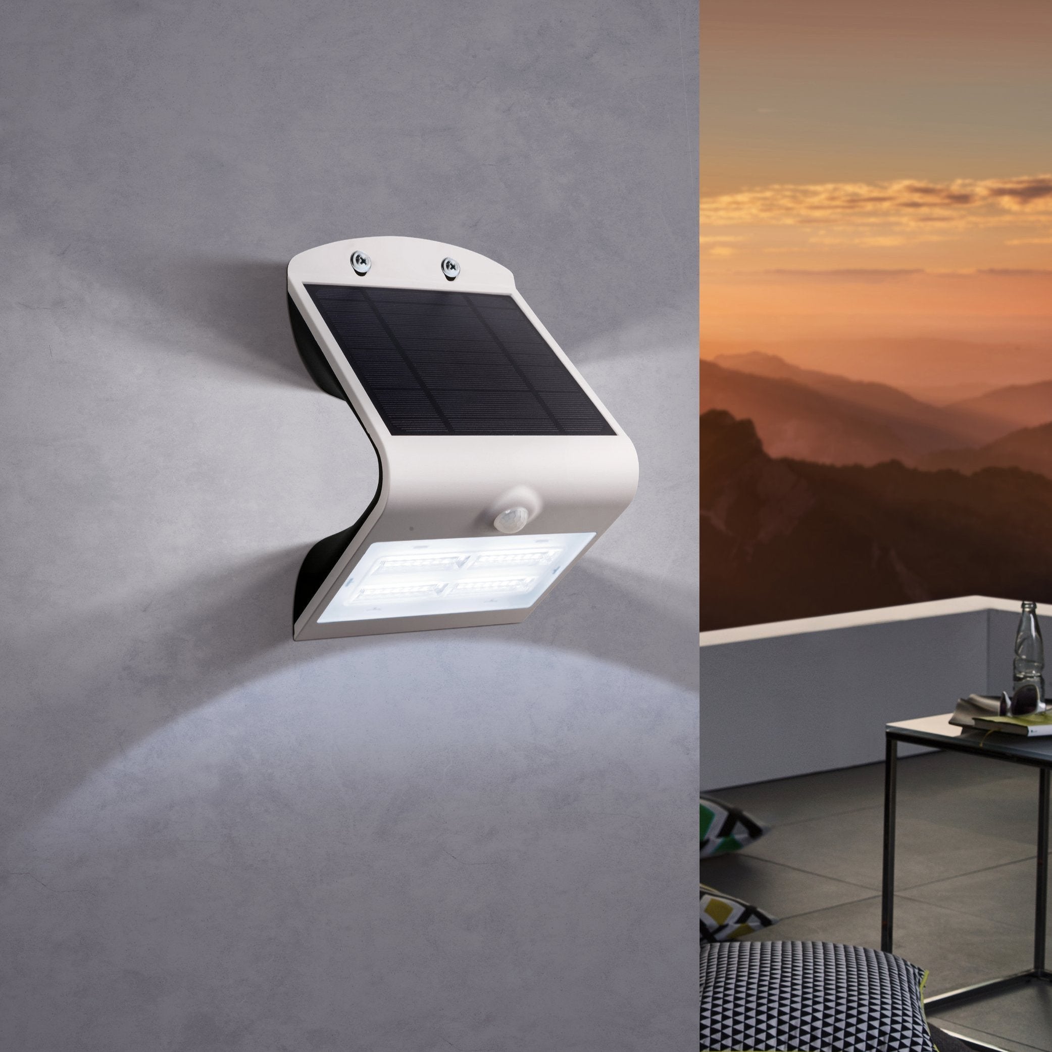 eglo lamozzo white led solar powered wall light ip54