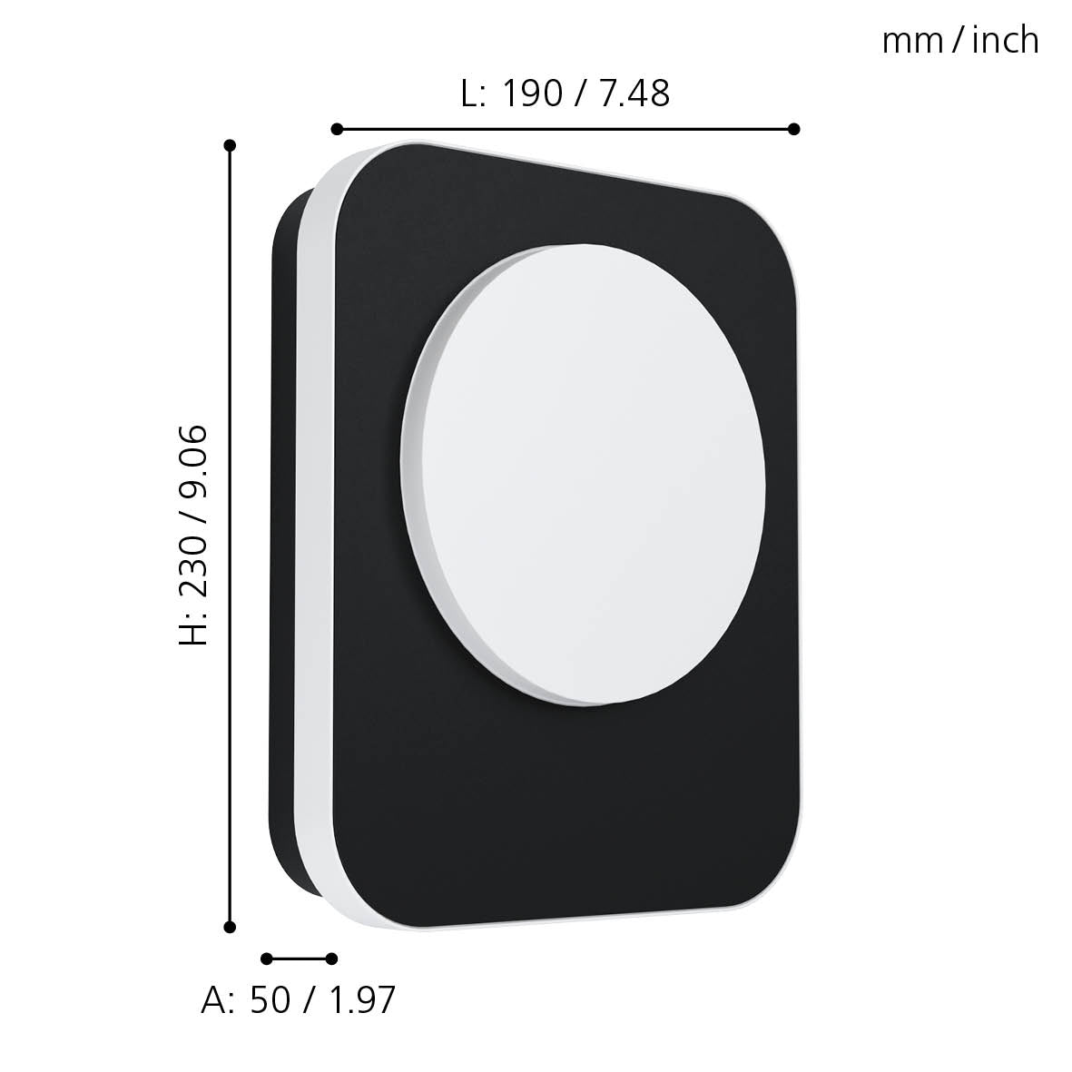 eglo madriz black led outdoor wall light ip44 living room close up