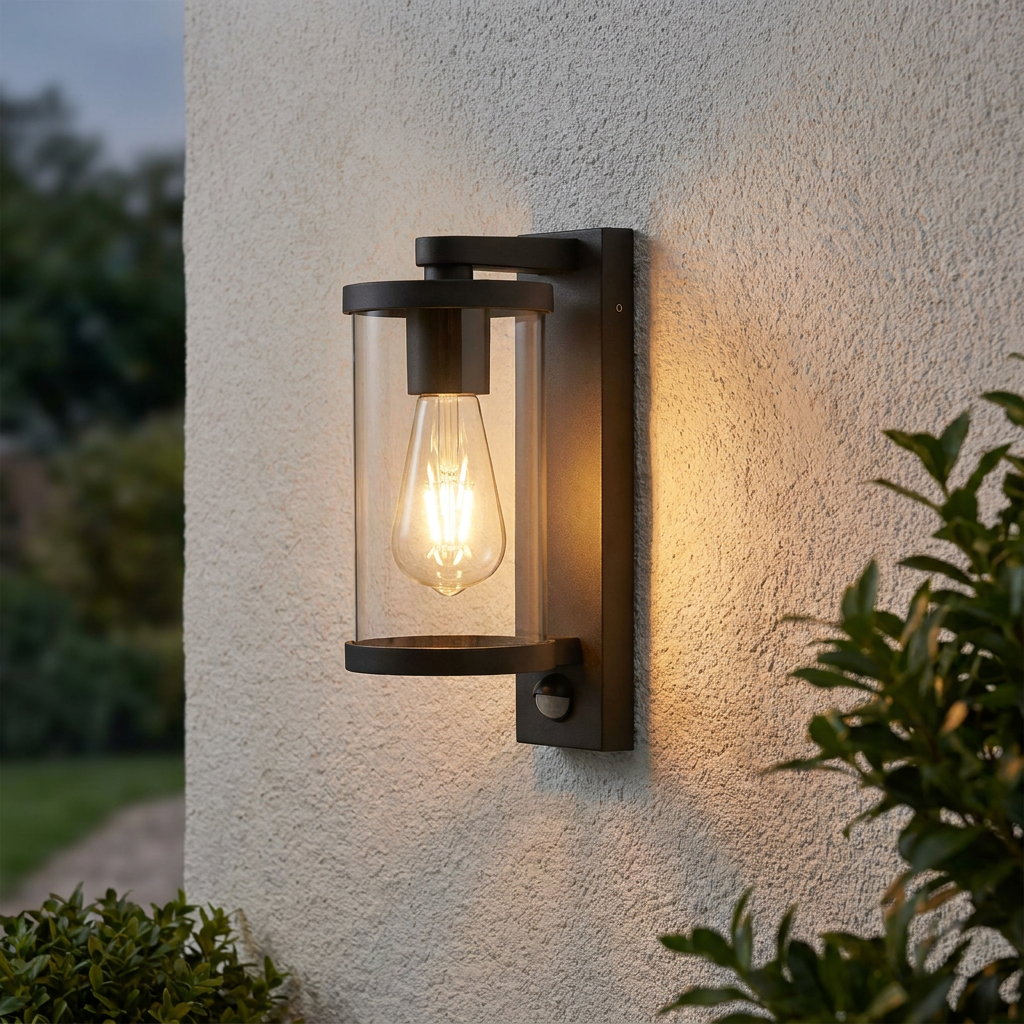 Bakerloo 1 Light Black Outdoor Wall/Porch Light With PIR