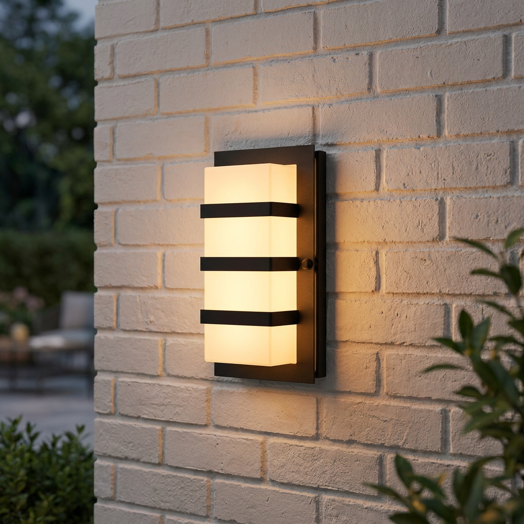 Boden Black And Opal Polycarbonate Outdoor Wall Light