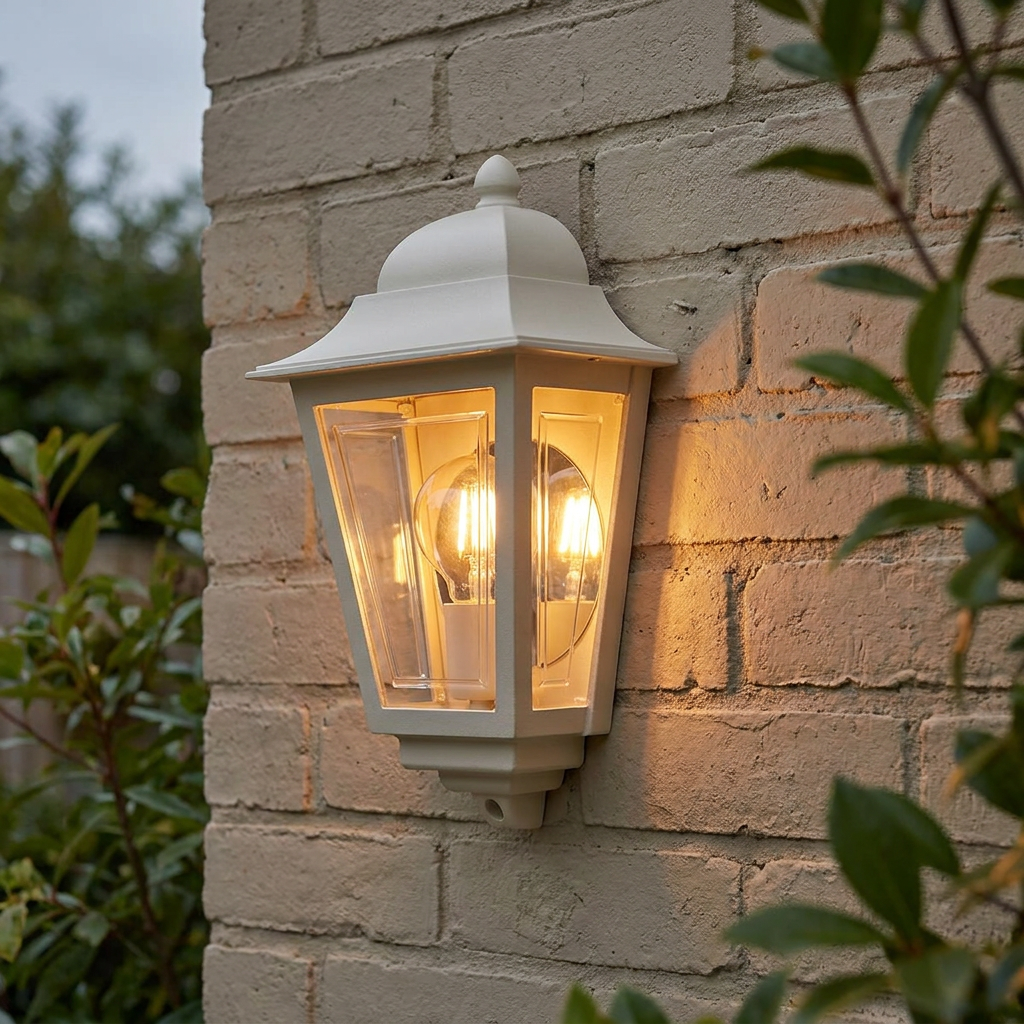 Deco Lane 1 Light Cream Outdoor Half Wall Lantern