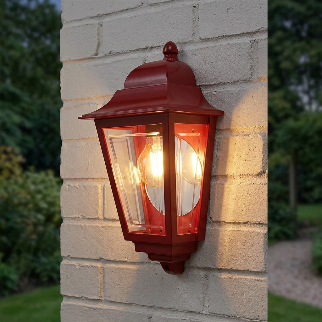 Deco Lane 1 Light Red Outdoor Half Wall Lantern