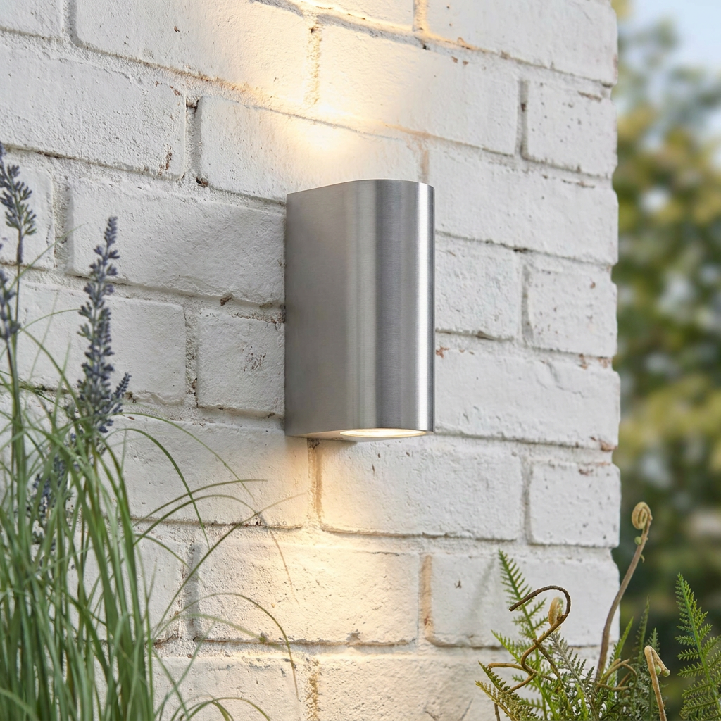 Doron 2 Light Silver Outdoor Wall Light IP44 35W