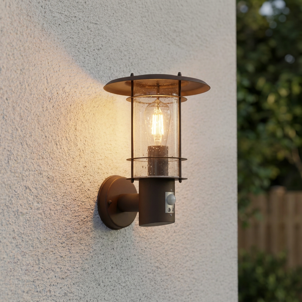 Edgeware Outdoor Rust Brown Porch Wall Light - PIR