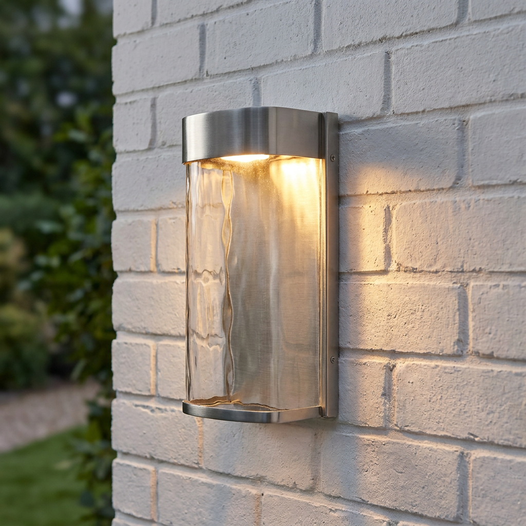Elstead Bennie Large Brushed Steel Outdoor LED Wall Light-OB-35-25-09