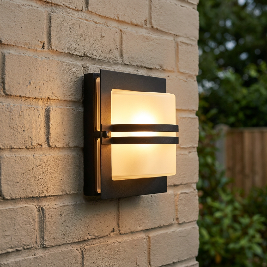Elstead Bern Black And Frosted Glass Outdoor Wall Light