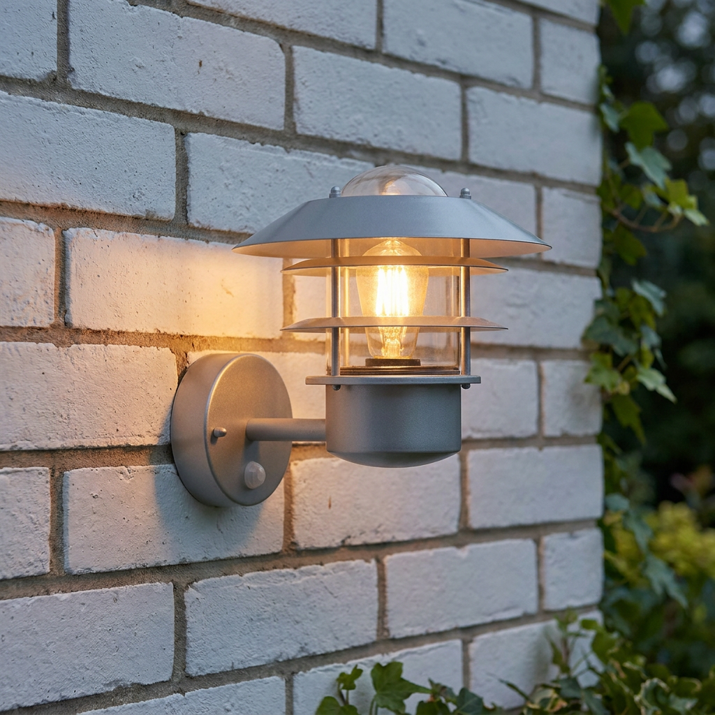 Elstead Helsingor Silver Outdoor PIR Wall Light