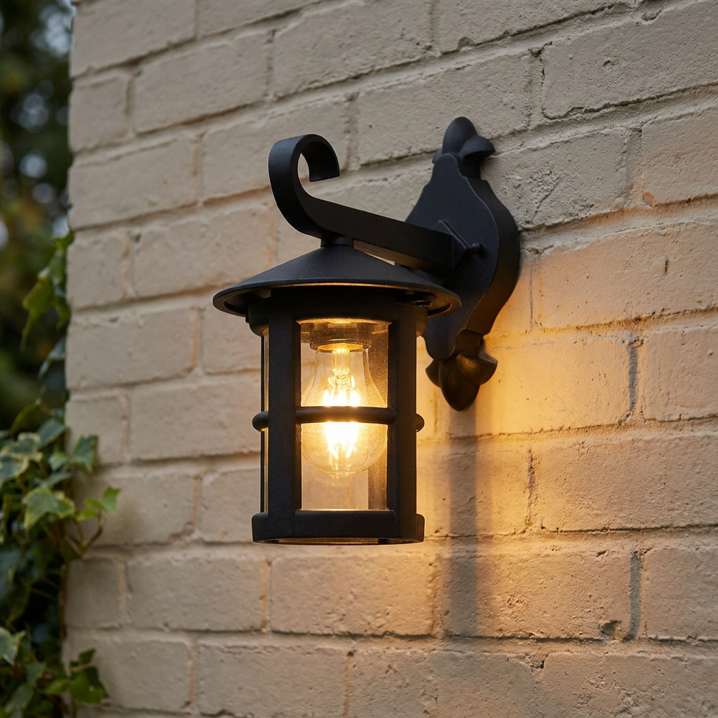 Elstead Hereford II Black Outdoor Downlighter Wall Light