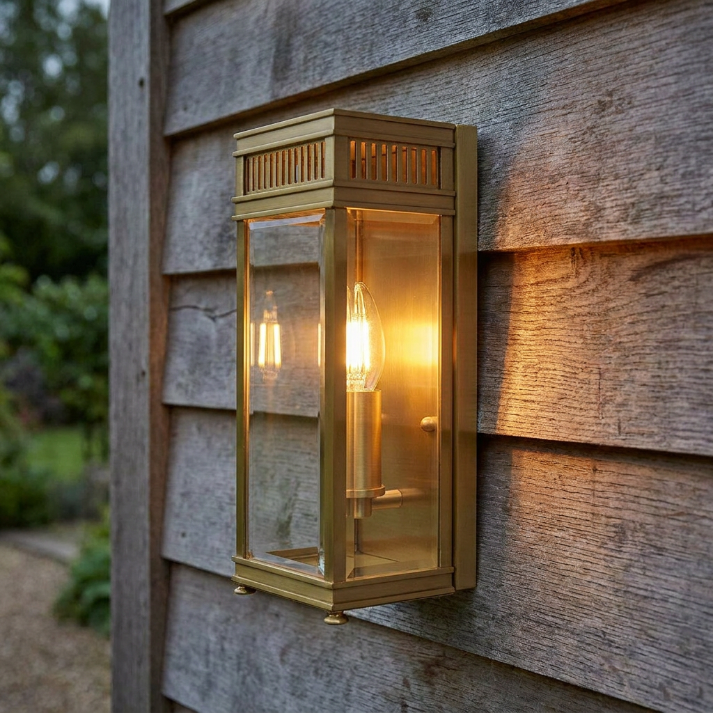Elstead Holborn 1 Light Small Brass Outdoor Half Light