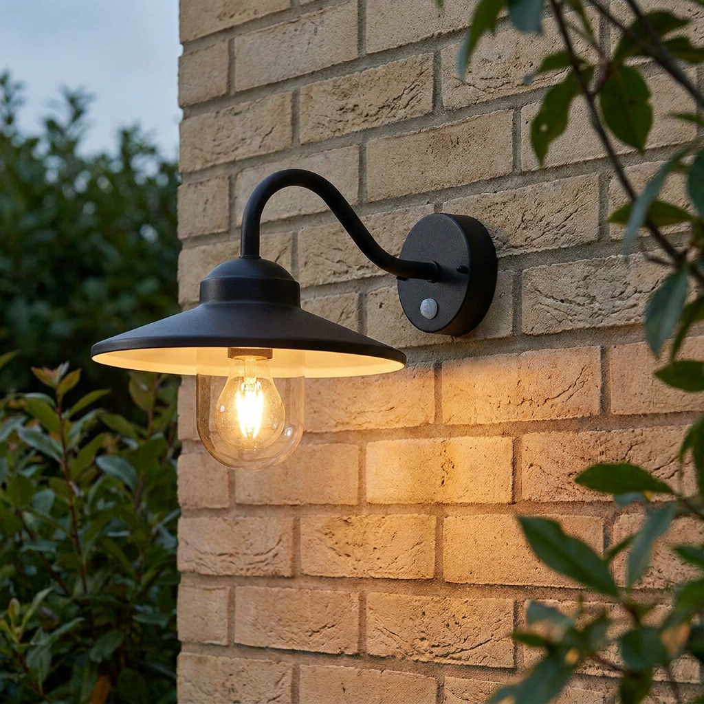 Elstead Klampenborg 1Black Outdoor Wall Light - PIR Sensor