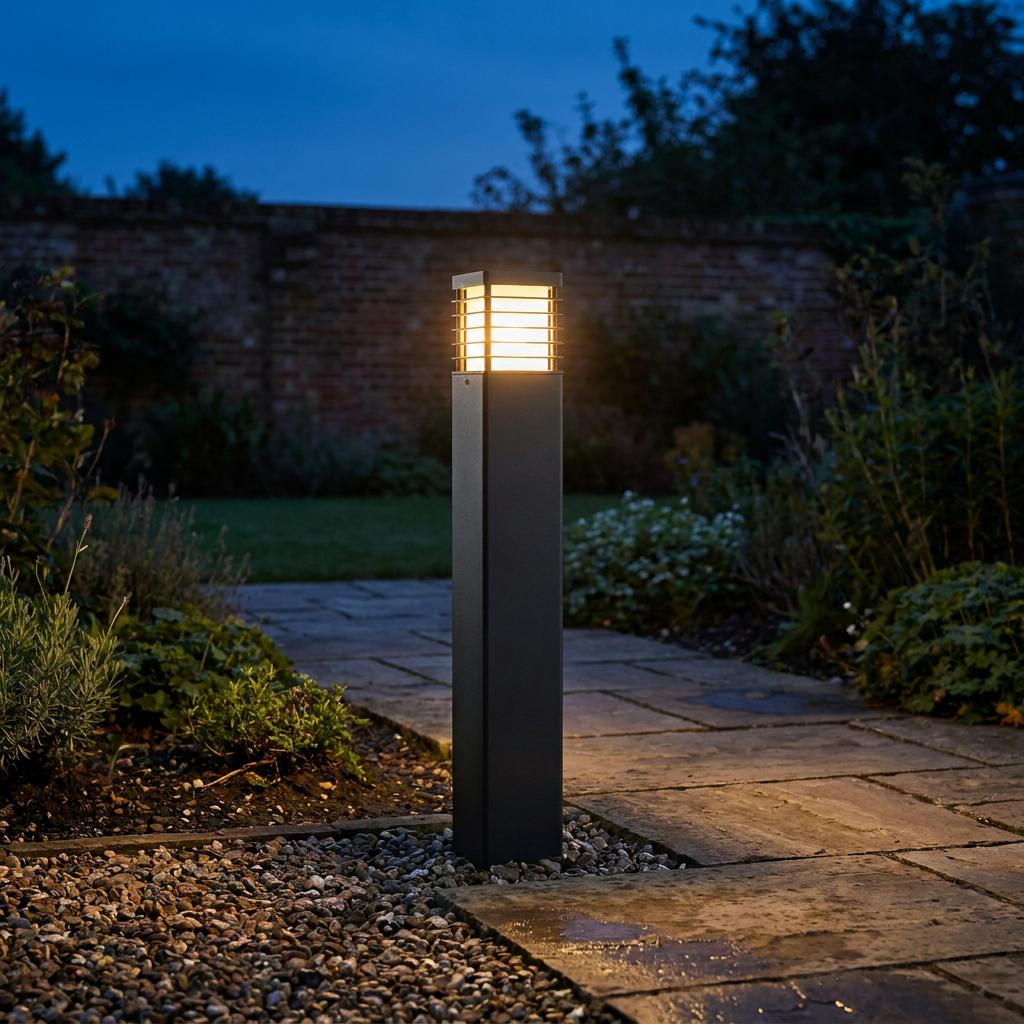 Elstead Halmstad Black Bollard Light H/STAD L E27 BLK