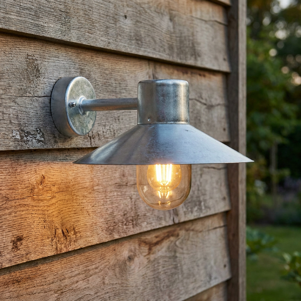 Elstead Lund Galvanised Outdoor Wall Lantern LUND GAL C