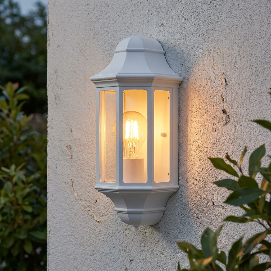 Elstead Malaga White Outdoor Mini Half Wall Light