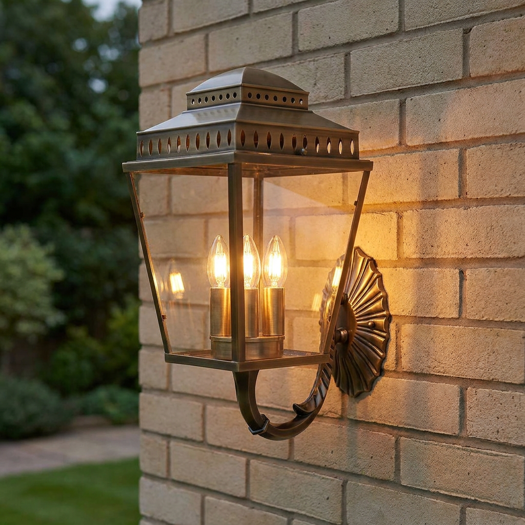 Elstead Mansion House 3 Light Brass Outdoor Wall Light
