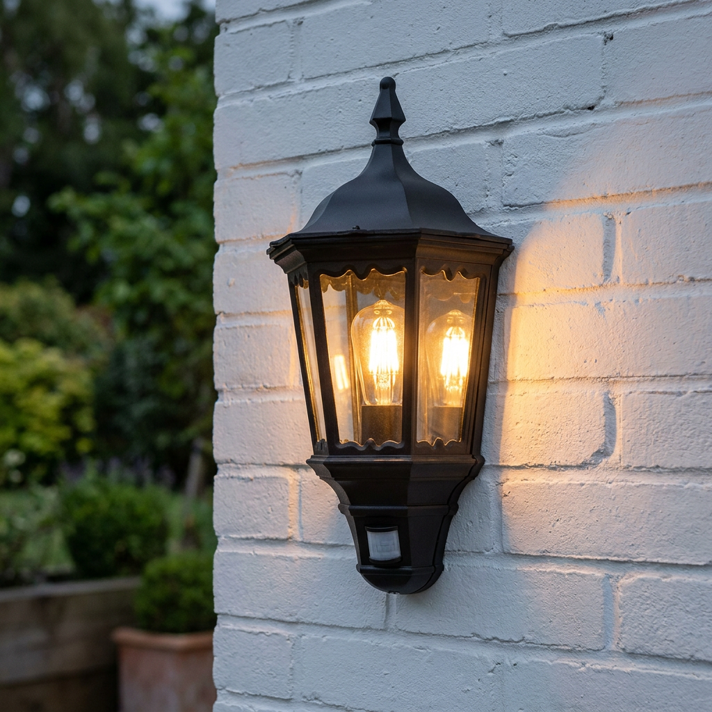 Elstead Medstead Black Outdoor PIR Half Wall Light