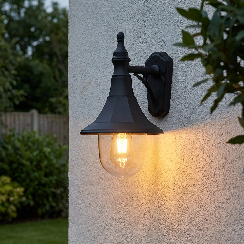 Elstead Shannon Black Outdoor Downlighter Wall Light