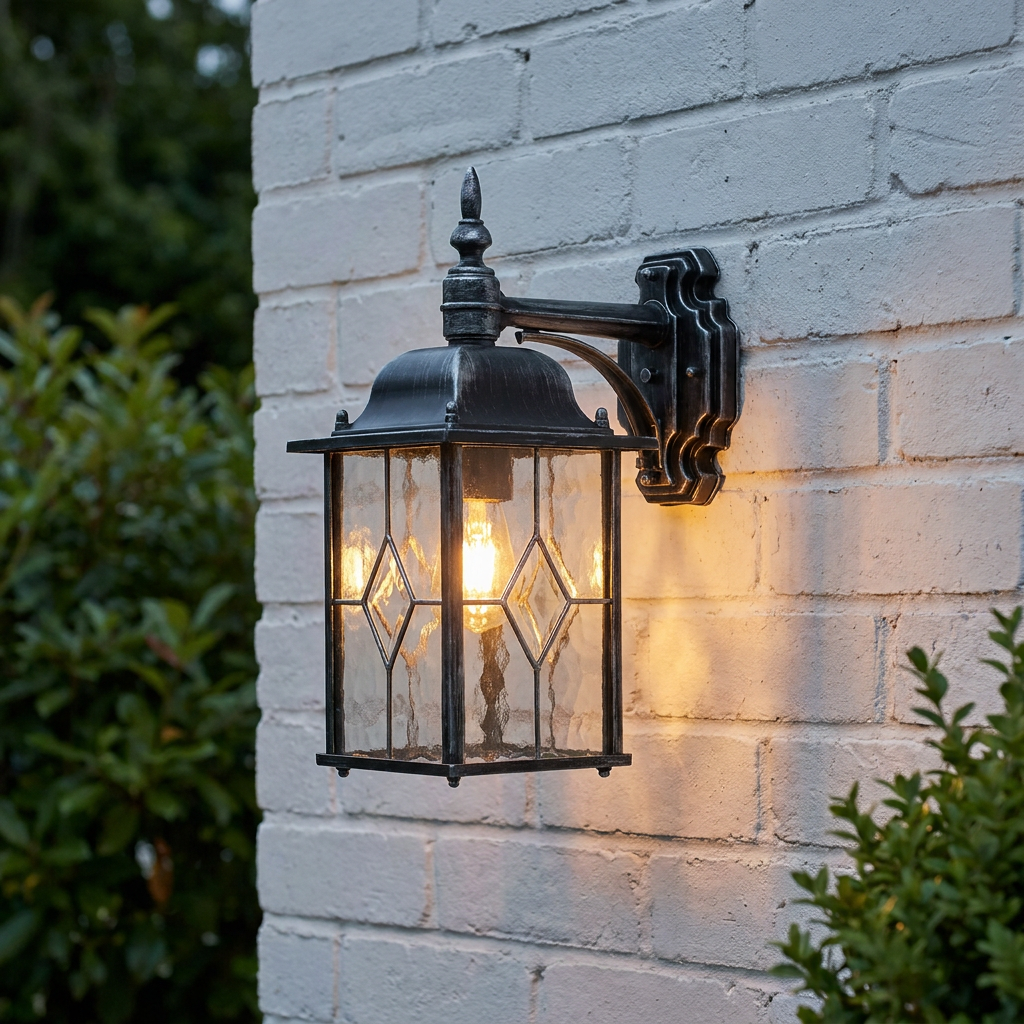 Elstead Wexford Black/Silver Outdoor Downlighter Wall Light