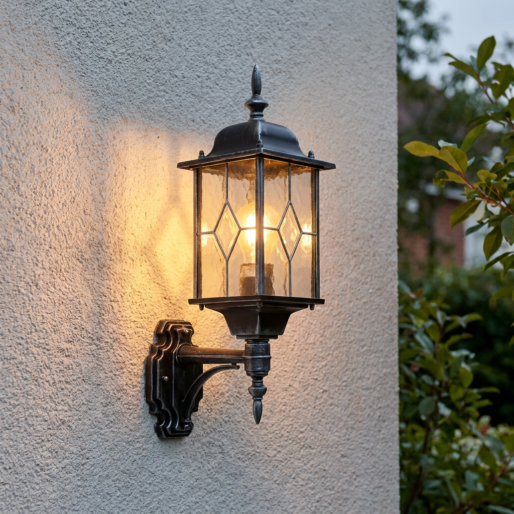 Elstead Wexford Black/Silver Outdoor Uplighter Wall Light