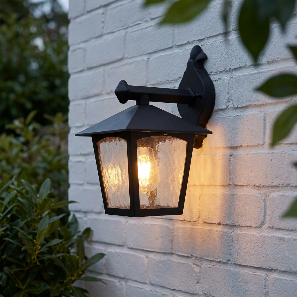 Elstead York Black Outdoor Downlighter Wall Light