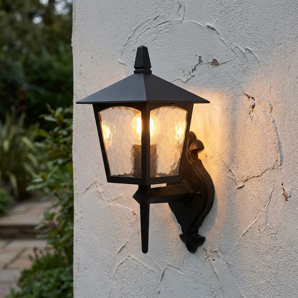 Elstead York Black Outdoor Uplighter Wall Light