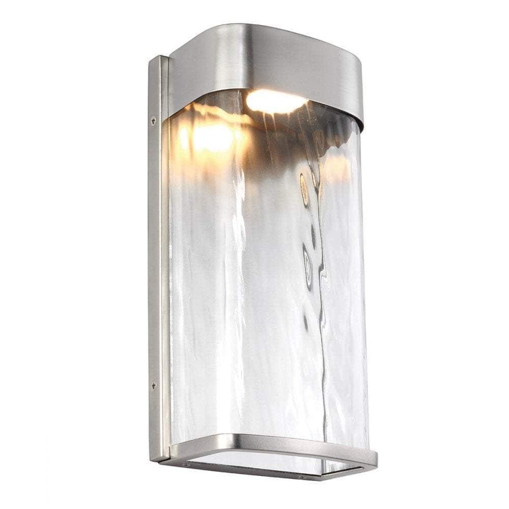 Elstead Bennie Large Brushed Steel Outdoor LED Wall Light-OB-35-25-09