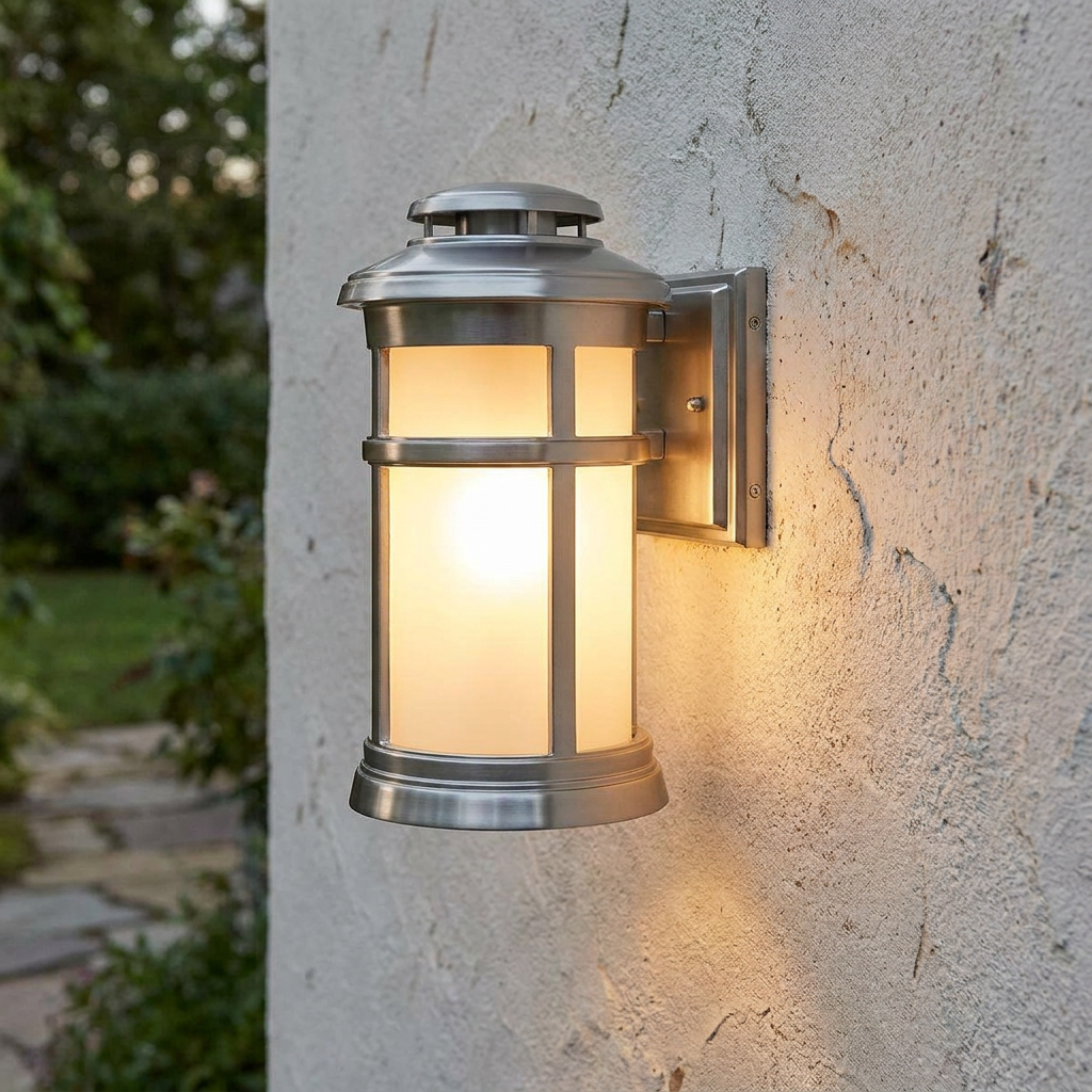 Feiss Newport 1 Light Medium Brushed Steel Outdoor Wall Light