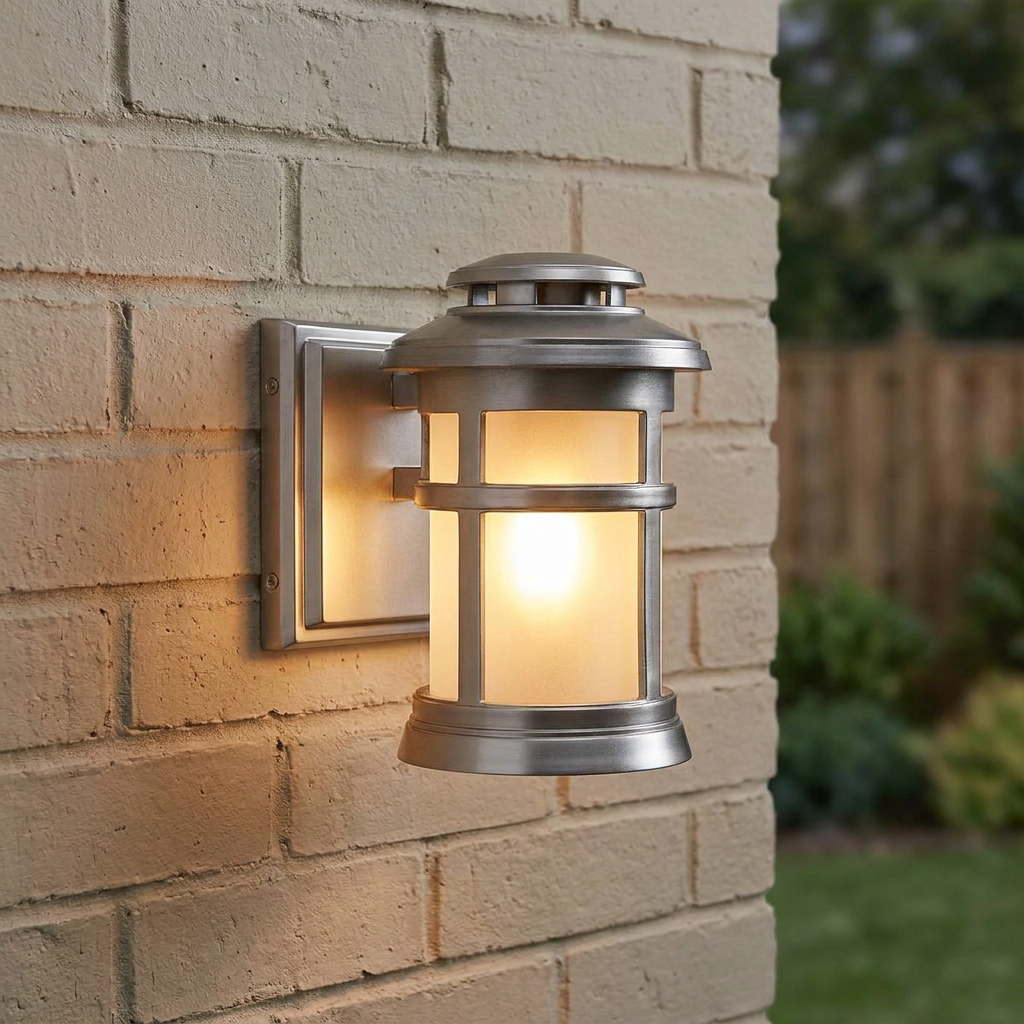 Feiss Newport 1 Light Small Brushed Steel Outdoor Wall Light