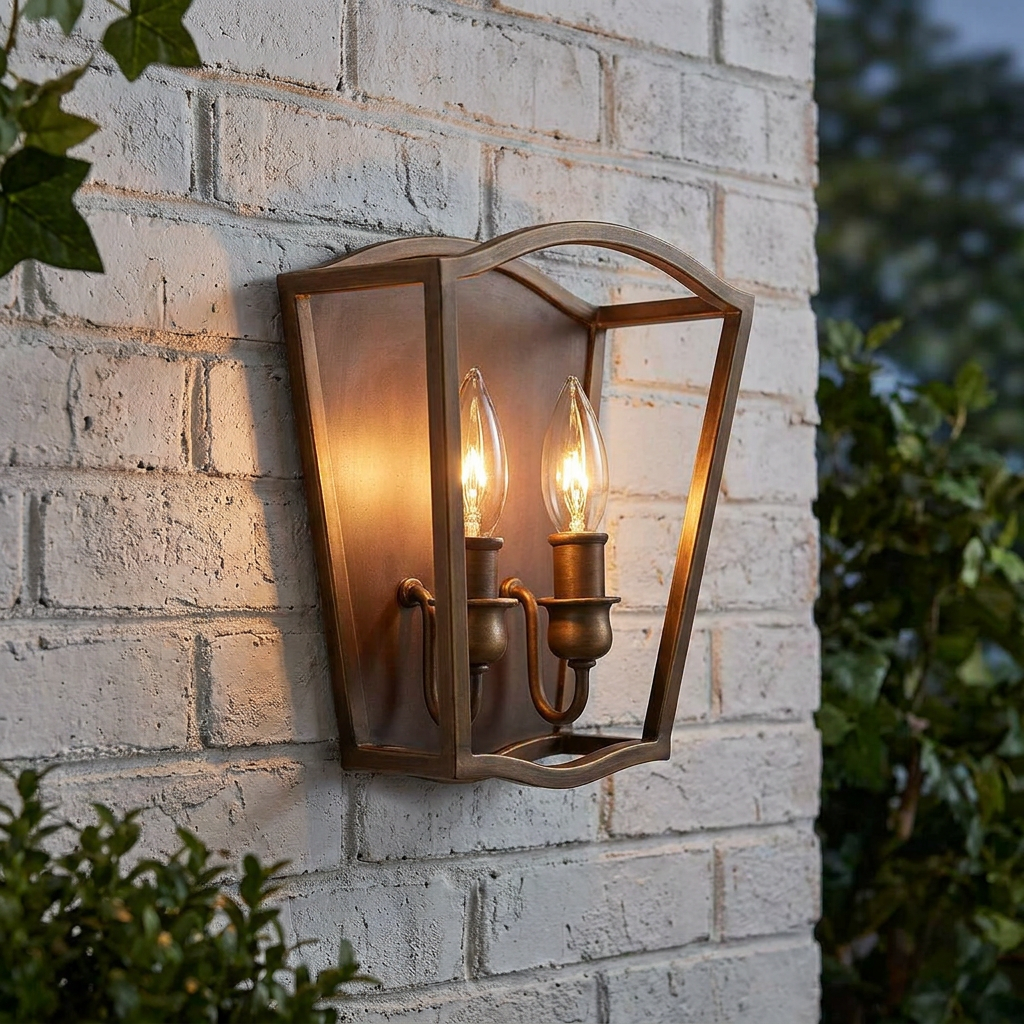 Feiss Yarmouth 2 Light Painted Aged Brass Wall Light
