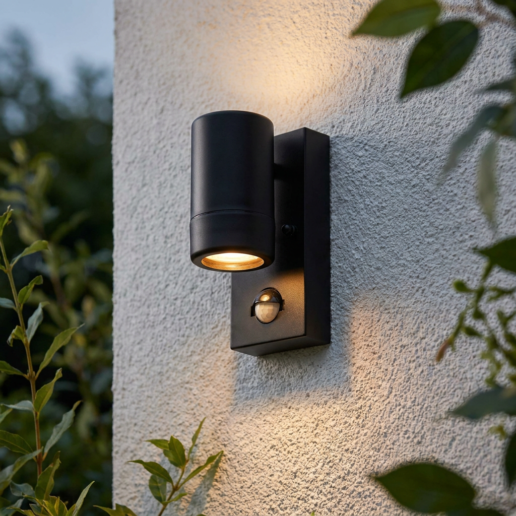 Icarus PIR Black Outdoor Wall Light IP44 7W