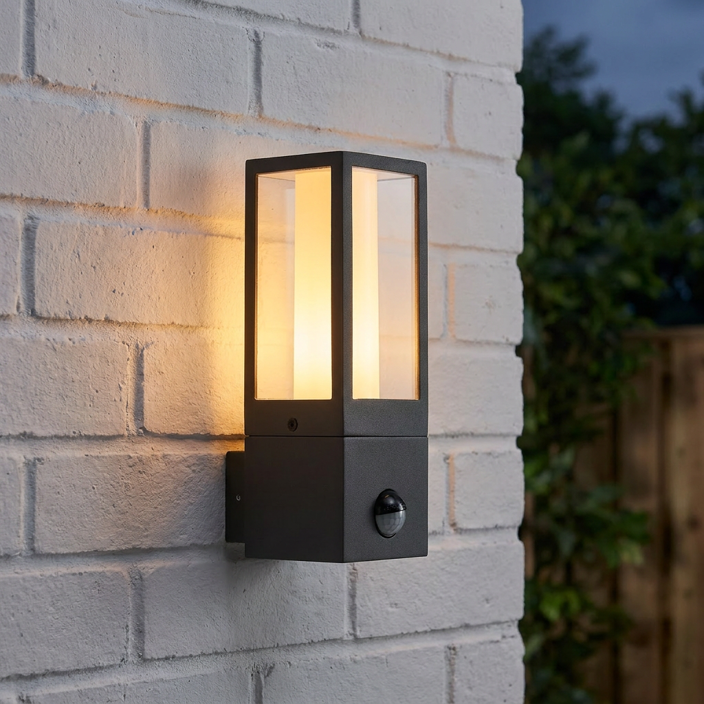 Lantern PIR Grey Outdoor Wall Light IP44 7W