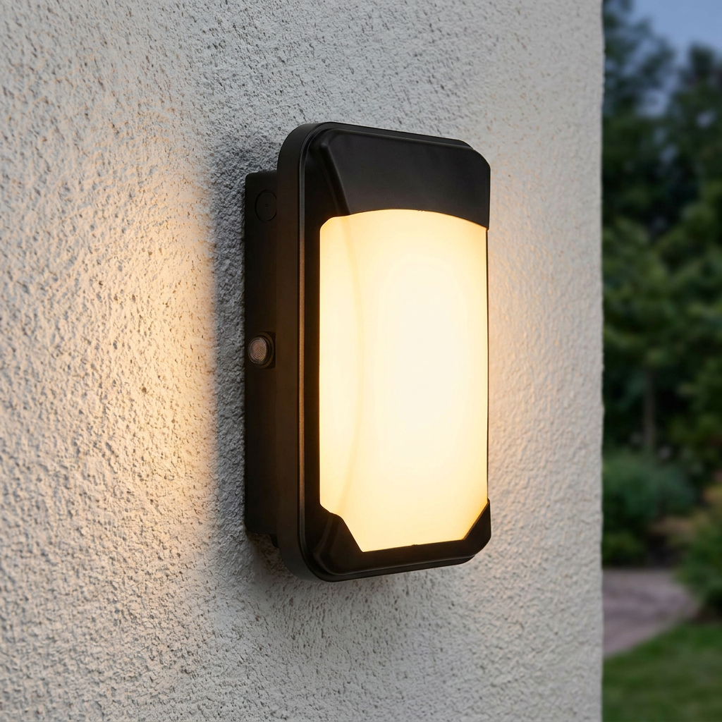 Lucca Black Small LED Outdoor Wall Light IP65 with Photocell sensor