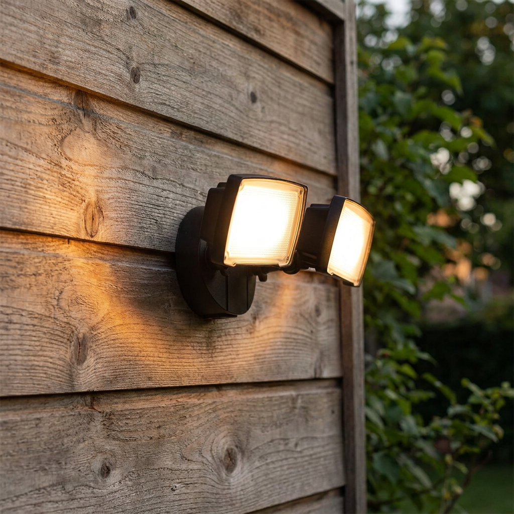 Lutec Chimera Black Twin Head Floodlight IP54