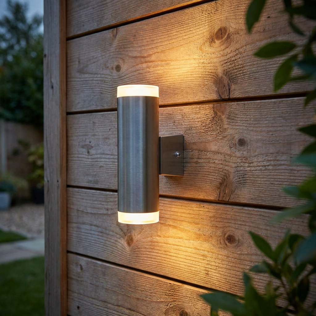 Metro LED Outdoor 2 Light Satin Silver Up/Down Wall Light