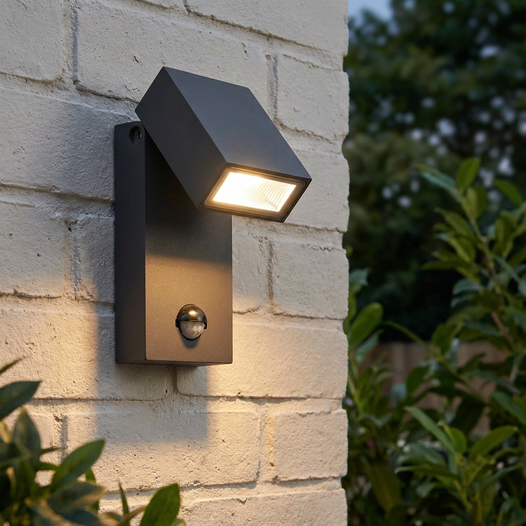 Morti PIR LED Grey Outdoor Wall Light IP44 10W