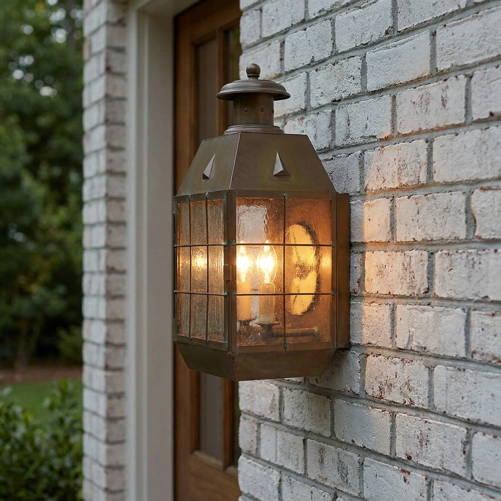 Nantucket 2 Light Large Brass Outdoor Wall Lantern