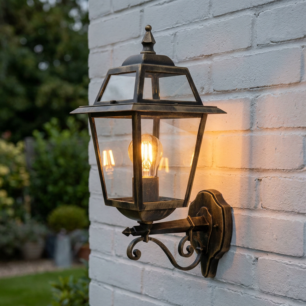 New Orleans 1 Light Outdoor Black/Gold Uplight Wall Light