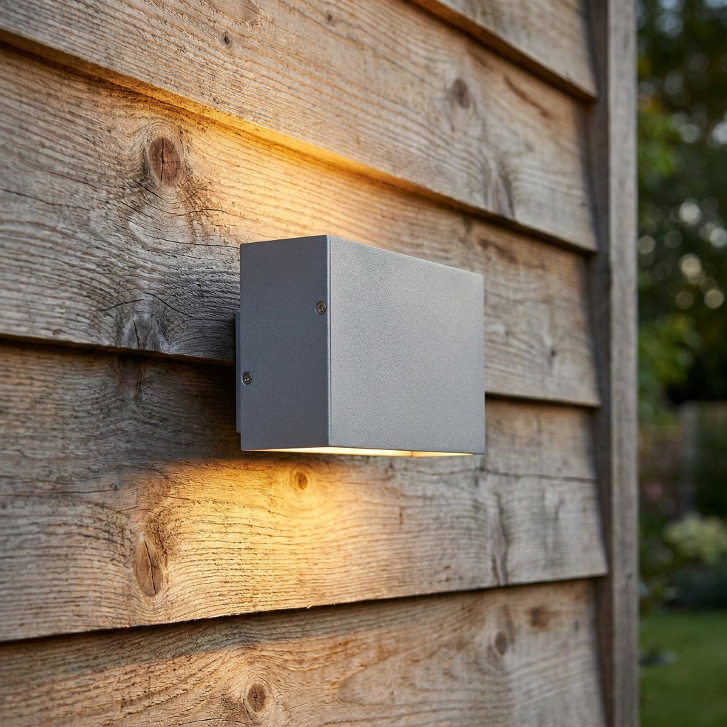 Oaks Burze Silver Grey Outdoor LED Wall Light