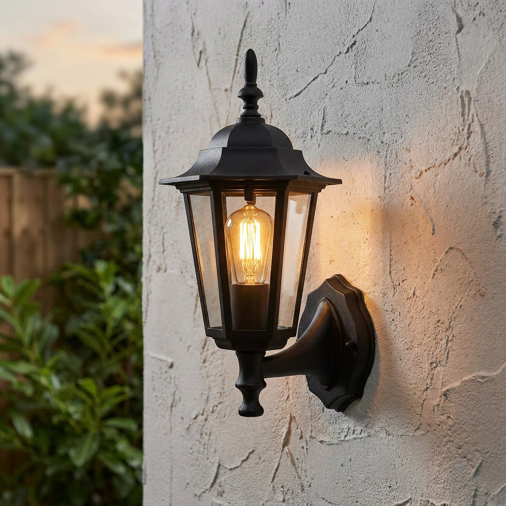 Oaks Haxby Black Outdoor Uplighter Wall Light