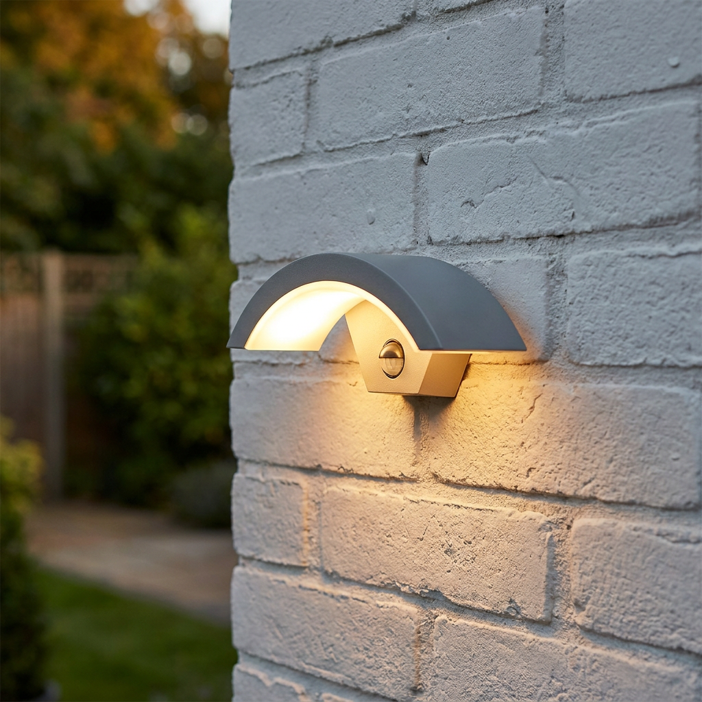Oaks Lubon Silver Grey Outdoor LED PIR Wall Light